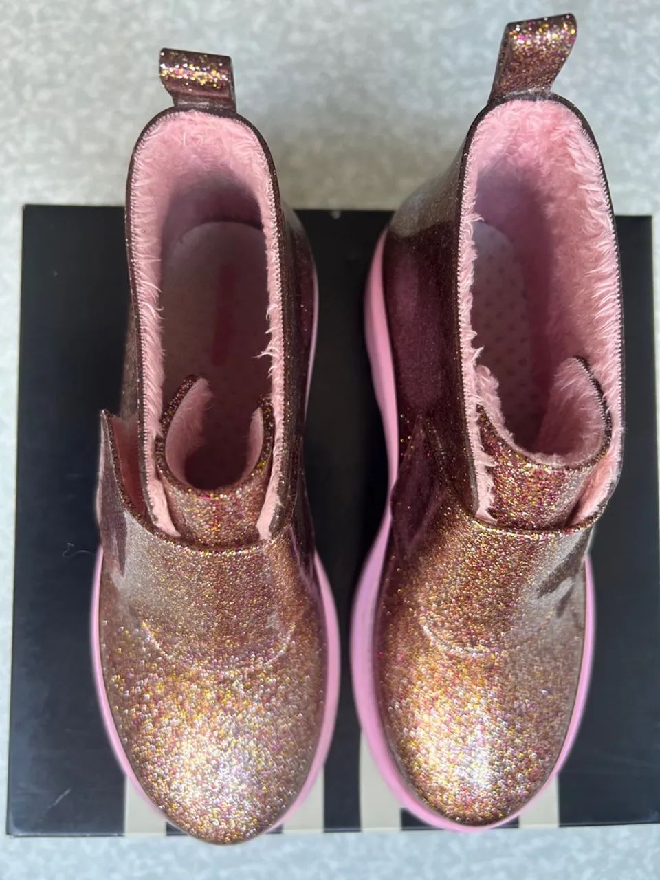 Mini melissa chelsea boot rosa gliter tamanho 30