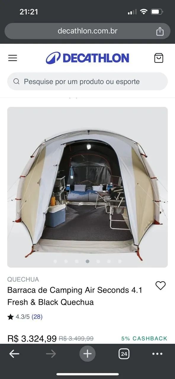 Barraca camping Air Seconds 4.1 fresh black quéchua - Foto 4