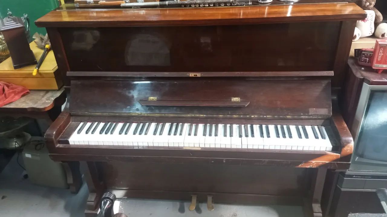 Piano  antigo em madeira maciça alemão  - Foto 4