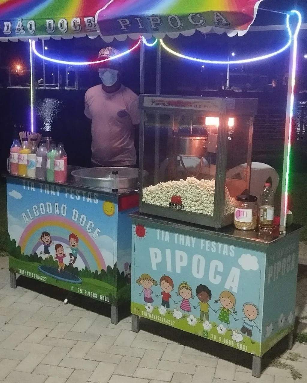Barraca de algodão doce e pipoca para festas