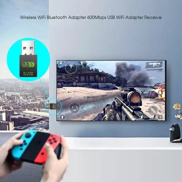 Adaptador Wifi+BT usb 2x1 receptor 600mb 2,4g / 5g wifi e bluetooth Realtek - Foto 3