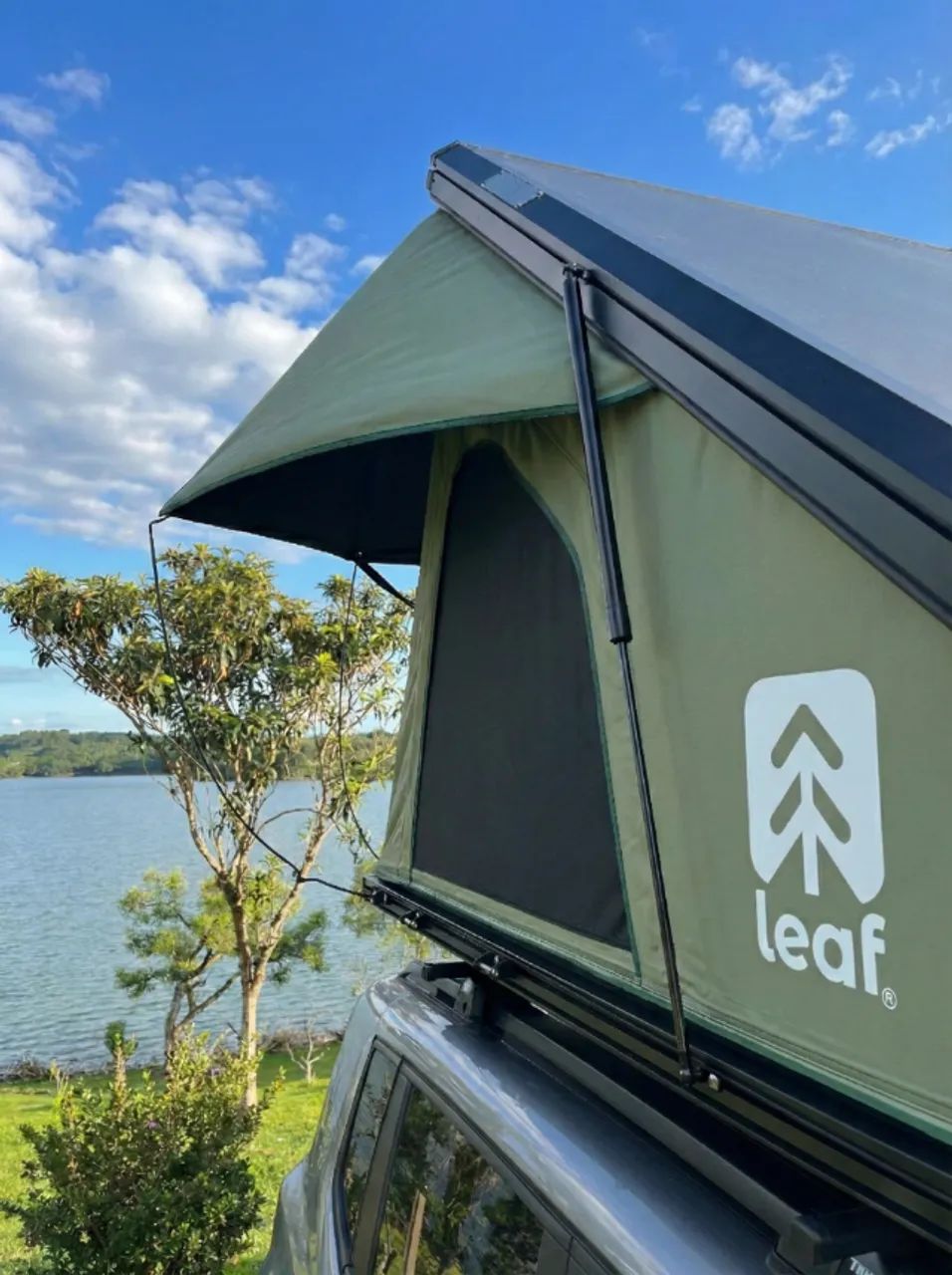 Barraca De Teto Automotiva De Casco Rígido Leaf - 2 Pessoas Verde-musgo - Foto 5