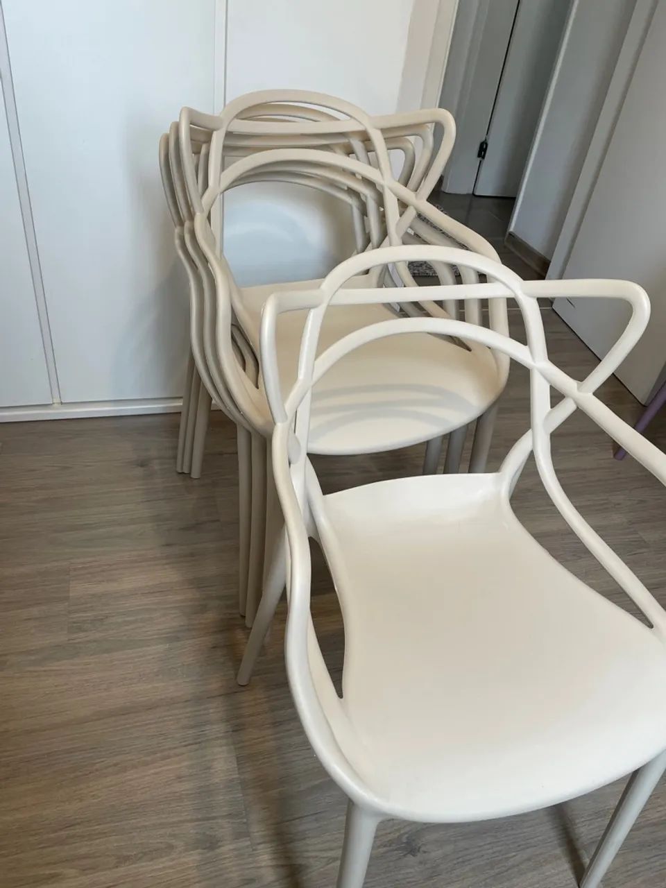 Conjunto 4 Cadeiras Allegra Nude Design Moderno Sala Jantar - Foto 3