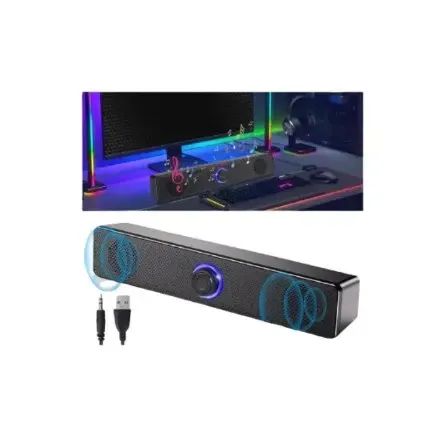 Caixa De Som Soundbar Led Para Computador Pc Usb P2 Gamer - Foto 3