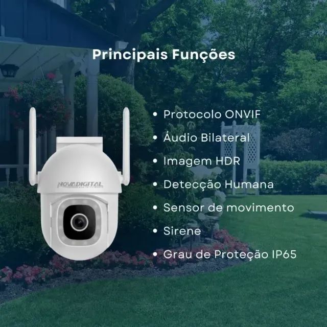 Câmera Segurança Externo Noturno Inteligente Wifi Smart Novadigital CS-G13 Branco - Foto 2