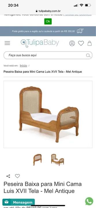 Berço Capitonê Tulipa Baby linha Luís XVII - Foto 6