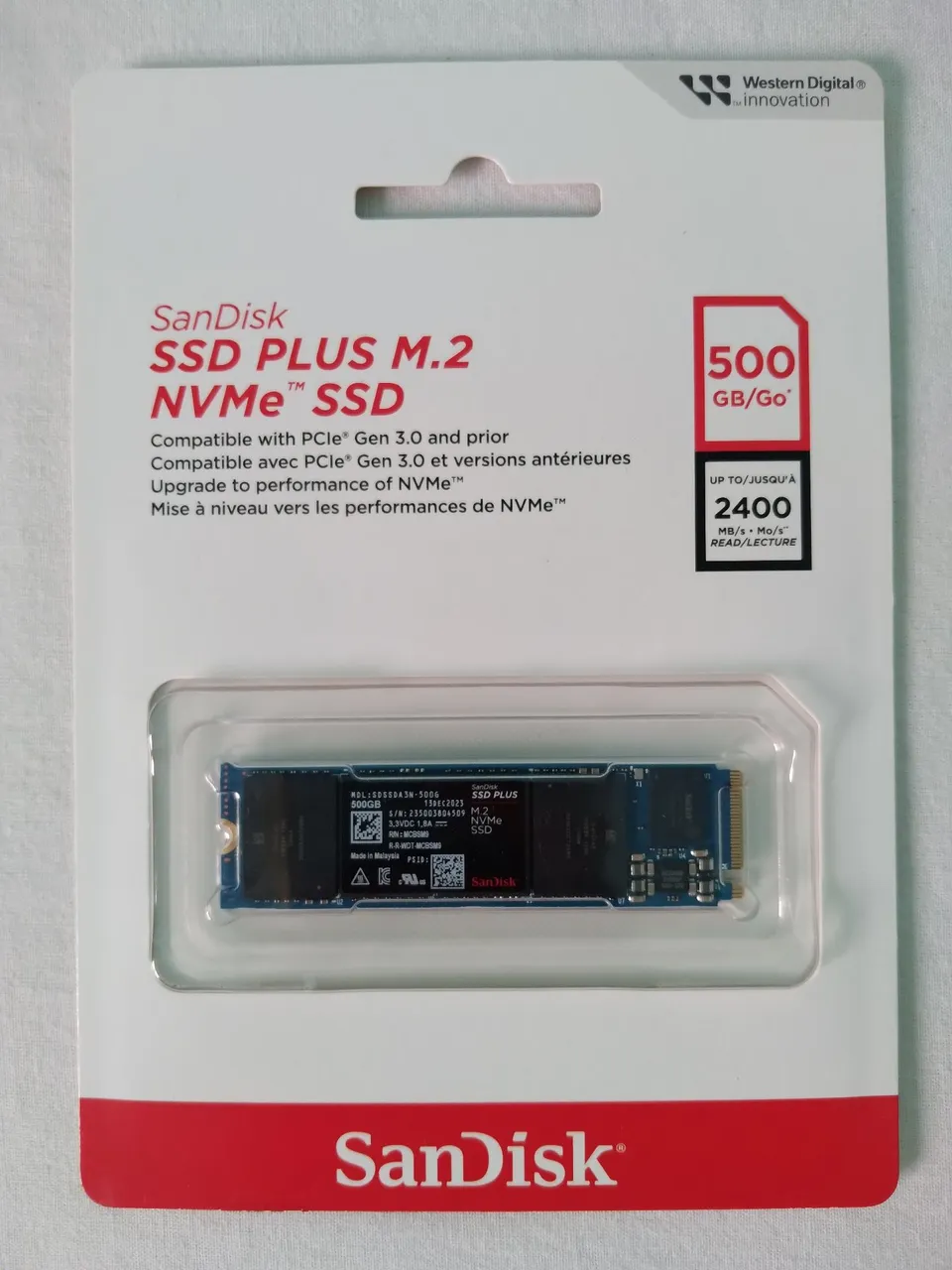 SSD Interno SanDisk Plus 500GB M.2 2280 NVMe - NOVO! ?