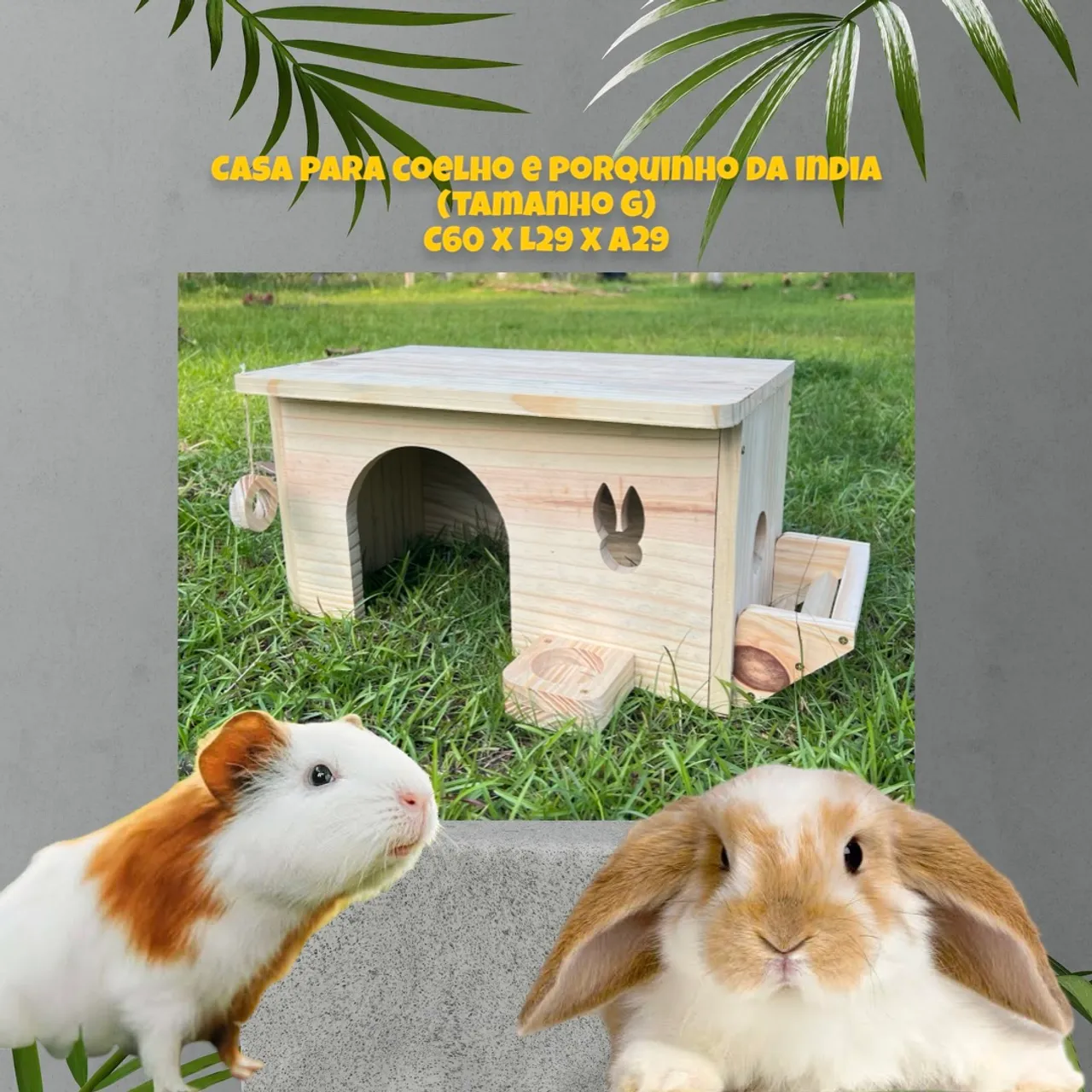 Casa para coelho e porquinho da índia - Tamanho G