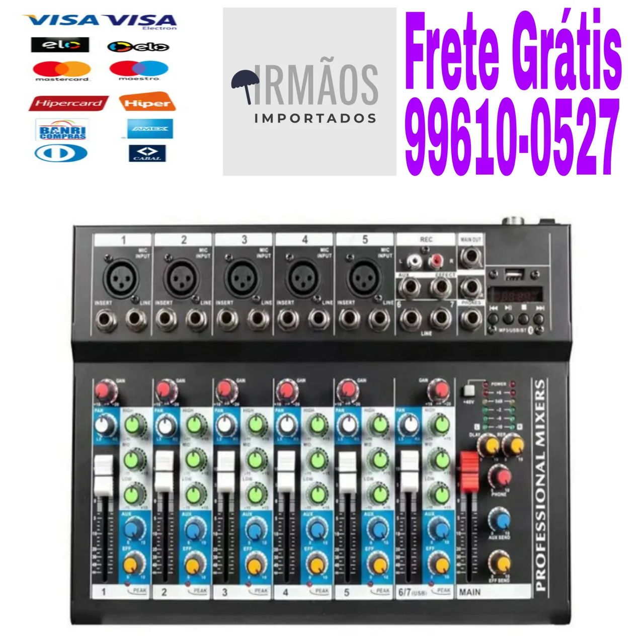 Mesa de Som 7 Canais Mixing Live Bluetooth