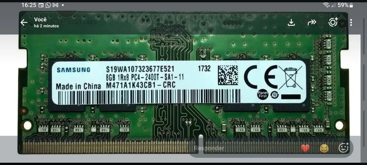 Memoria ram ddr4 notebook  8gb