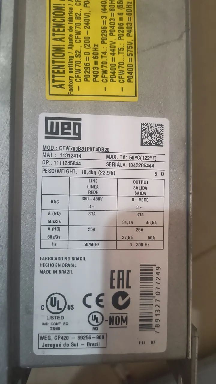 Inversor Weg cfw 700