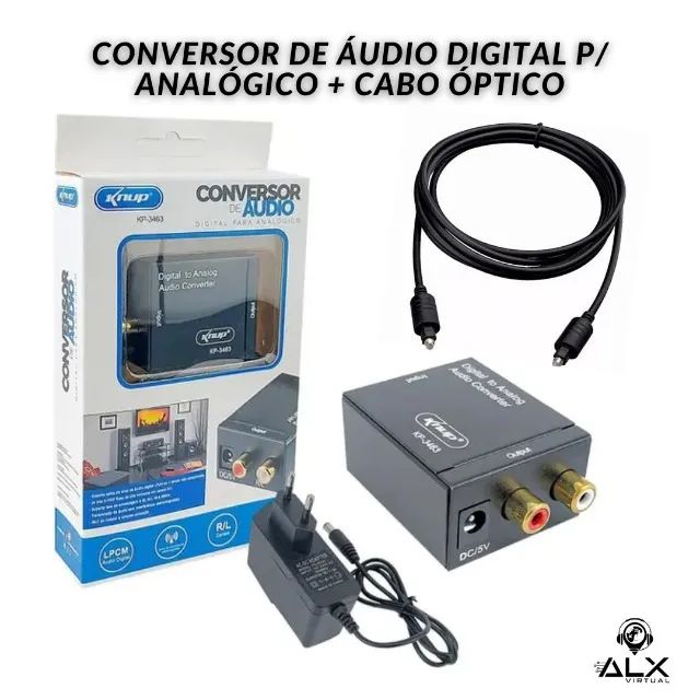 Kit Conversor de Audio Digital + Cabo Óptico  *ENTREGA GRÁTIS*