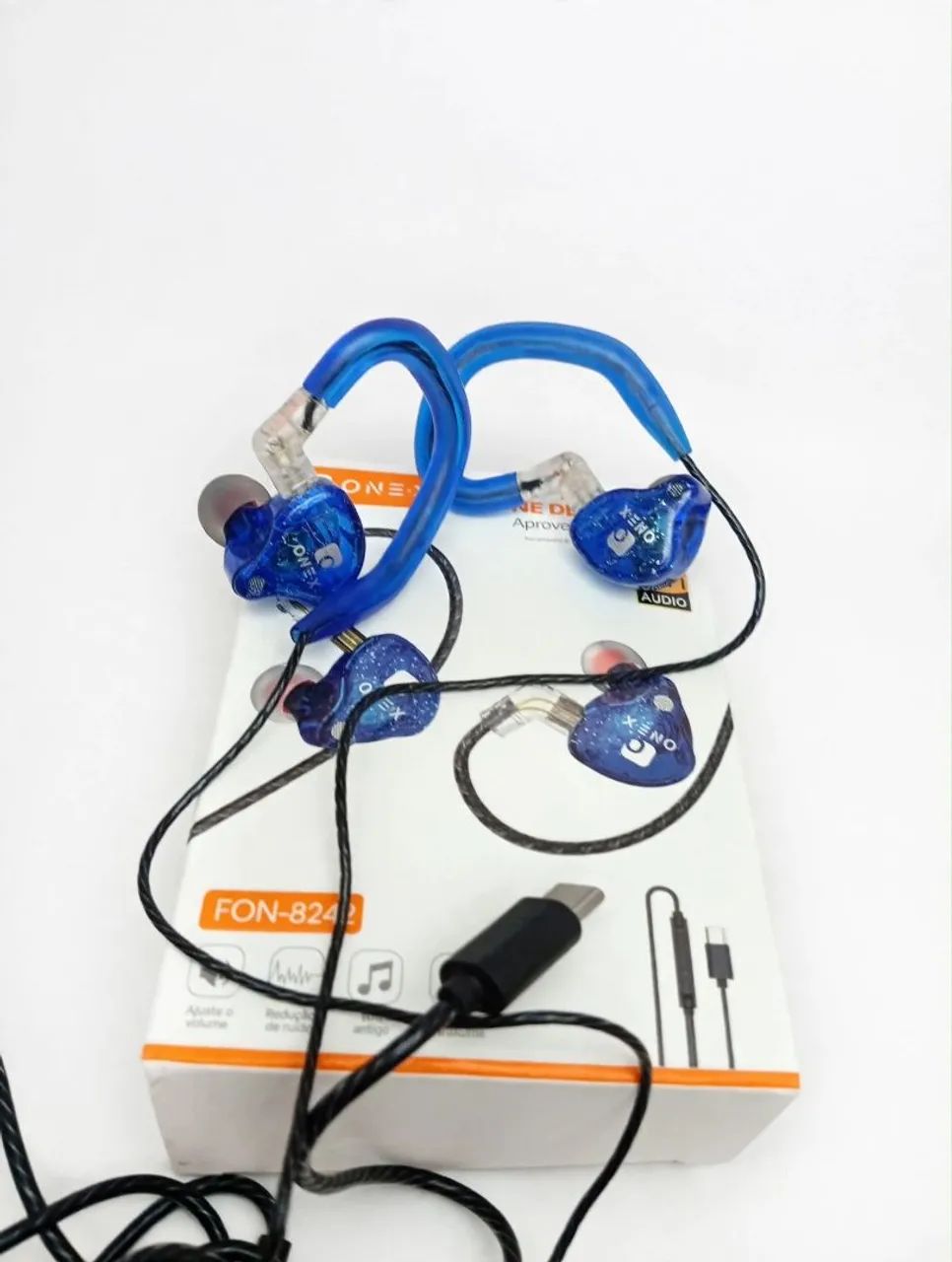 Fone Gamer ONE-X Intra-Auricular Com Microfone Tipo-C - Azul e Preto - Foto 3