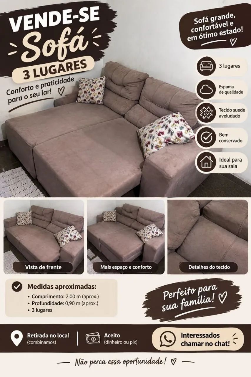 ?SOFÁ DE 3 LUGARES À VENDA!