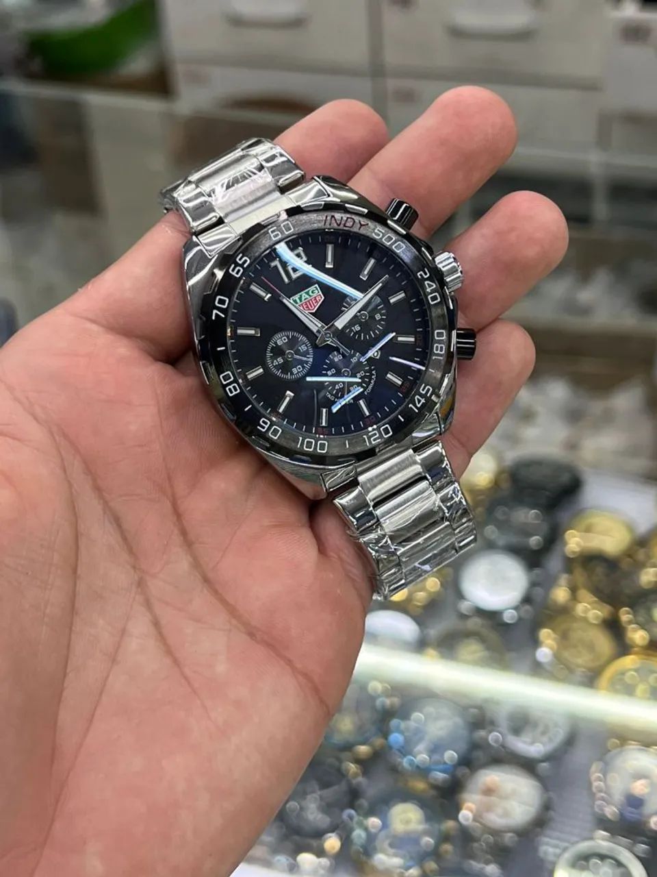 Relógio Estilo TAG F1 Chronograph em Aço Inoxidável  - Foto 3