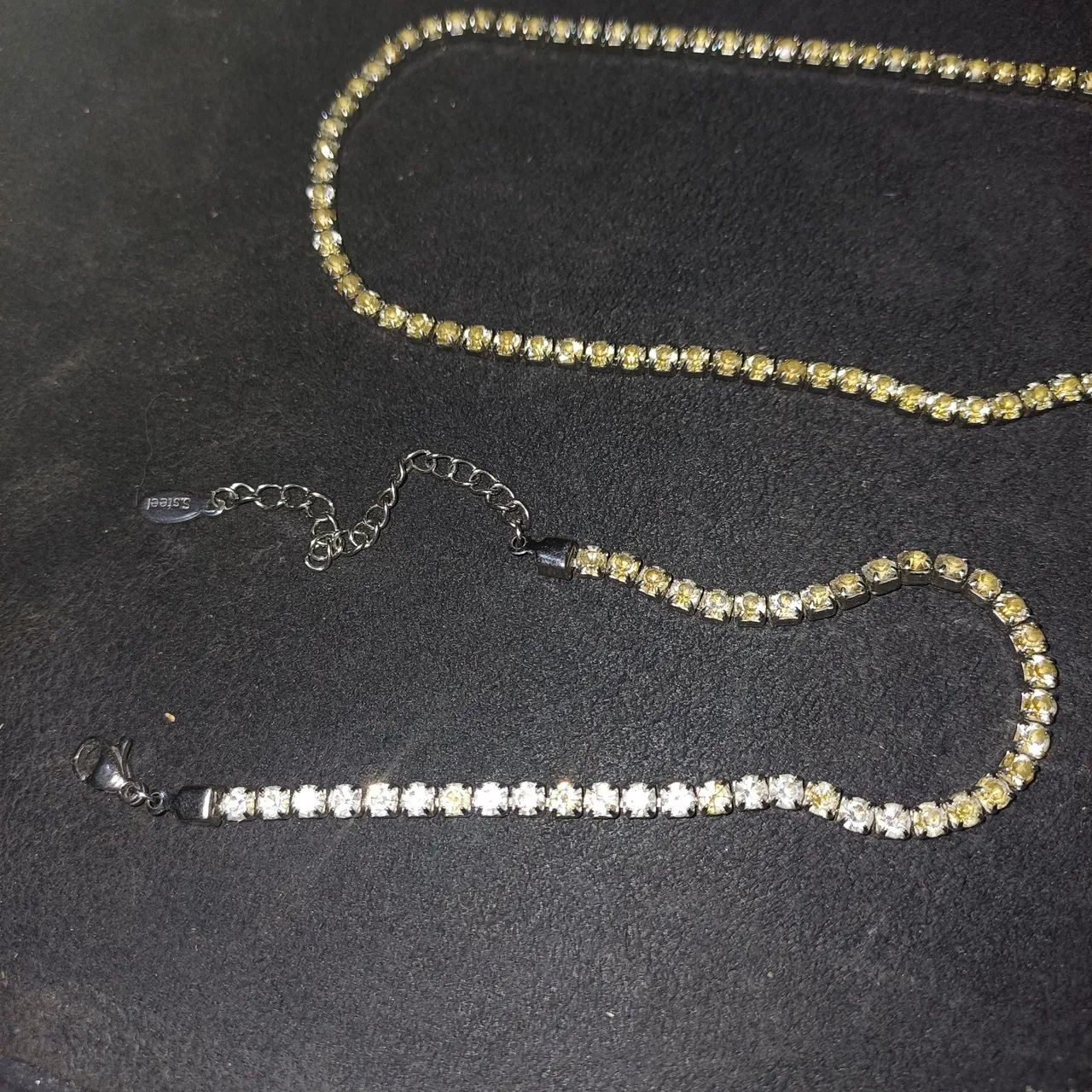 Pulseira e corrente riviera aço cravejado - Foto 2