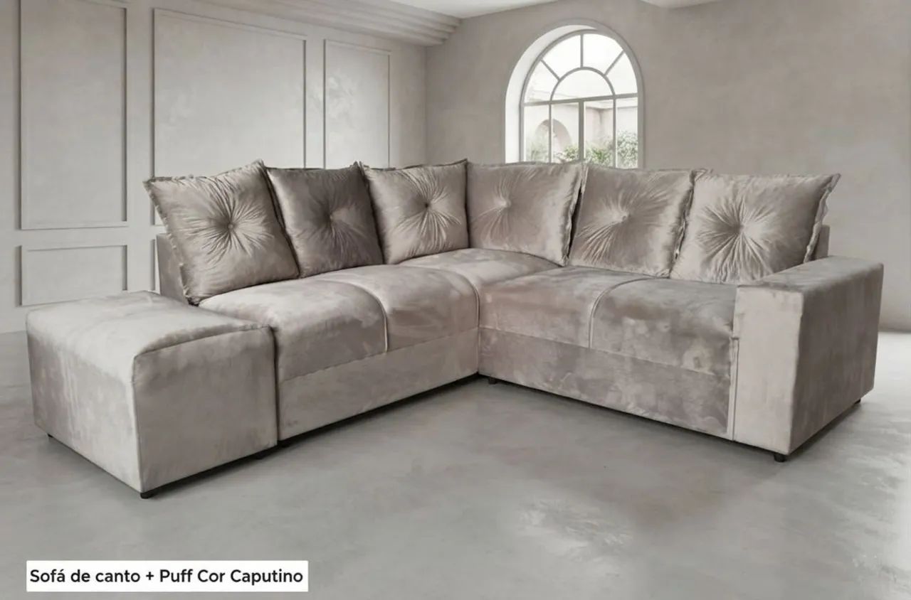 Sofa de canto com puff novo direto da fábrica 750,00 - Foto 2