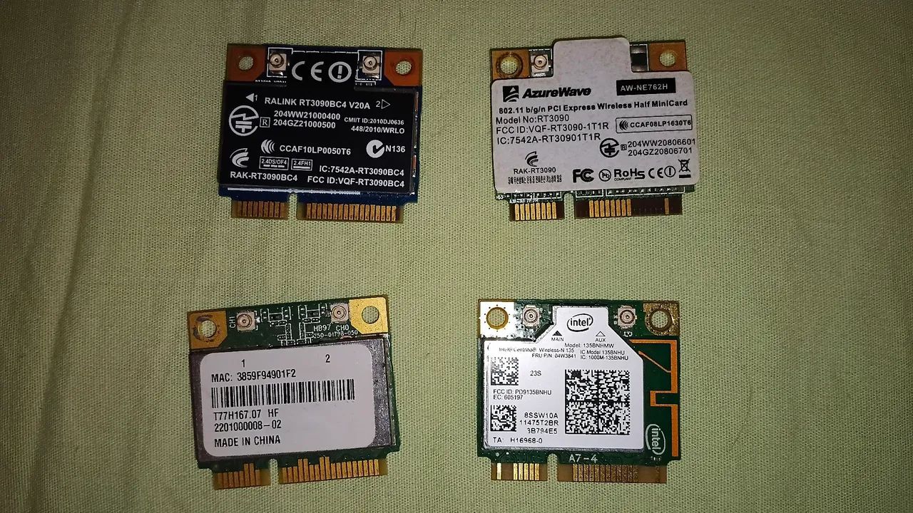 Lote Com 4 Placas Wi-Fi E Bluetooth Para Notebook (Atheros / Intel / Ralink)