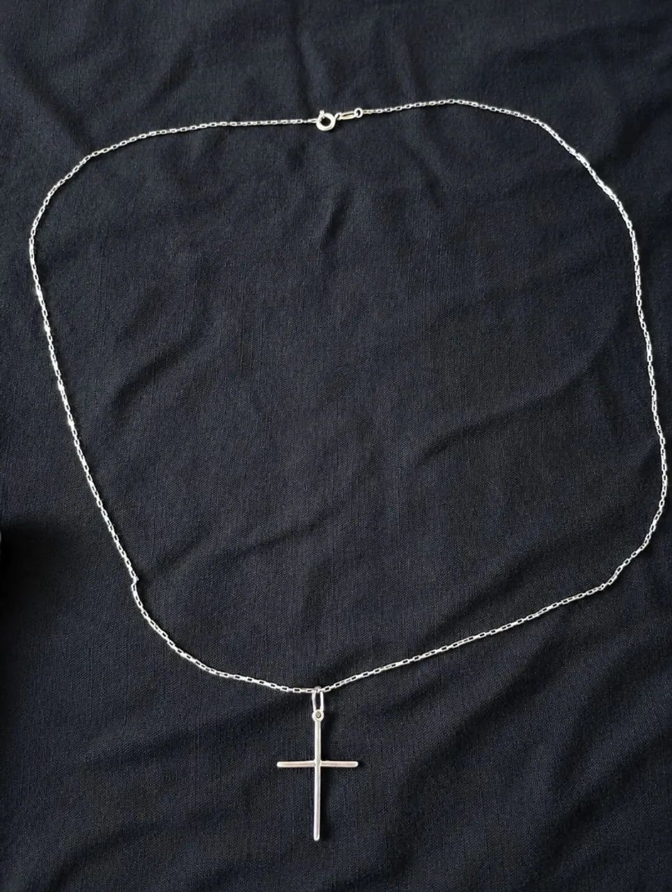 Corrente de prata 1mm com pingente de crucifixo 