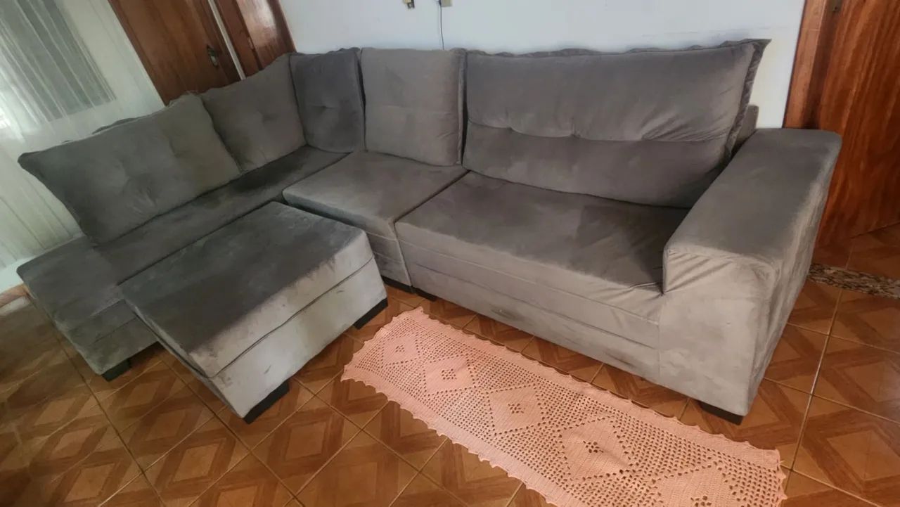 Sofá De Canto Com Puff 8 Lugares - Foto 5