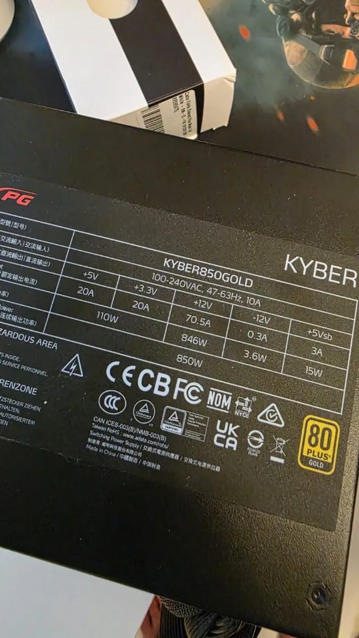 Monitor + Fonte 850w gold + Cabo branco extensor 18AWG + Regua ...