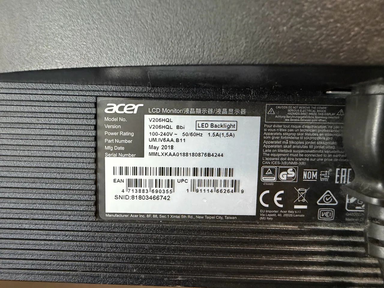 Monitor Acer V206HQL - Foto 3