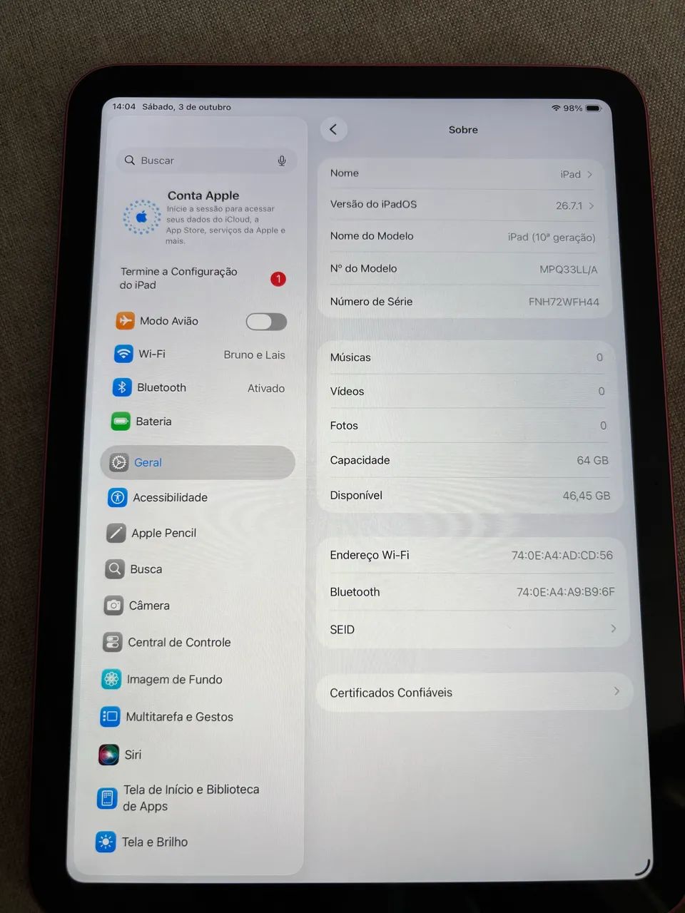 iPad 10 Rosa - 64GB COMPLETO COM CAIXA - Foto 2
