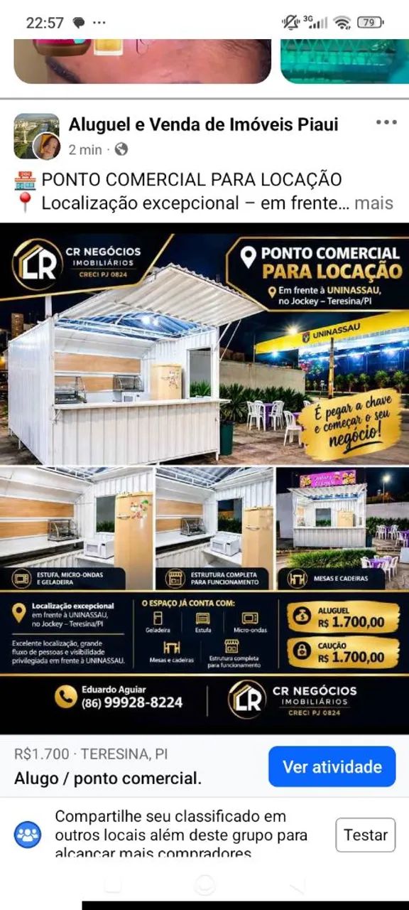 Alugo ponto comercial em área movimentada.