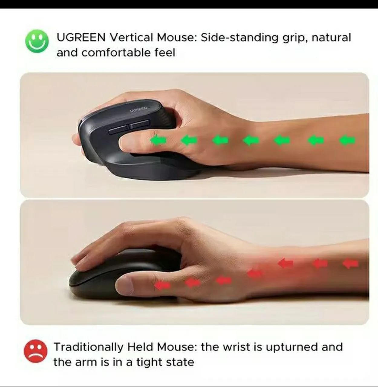 Mouse Ugreen ergonômico vertical sem fio e Bluetooth (novo) - Foto 5