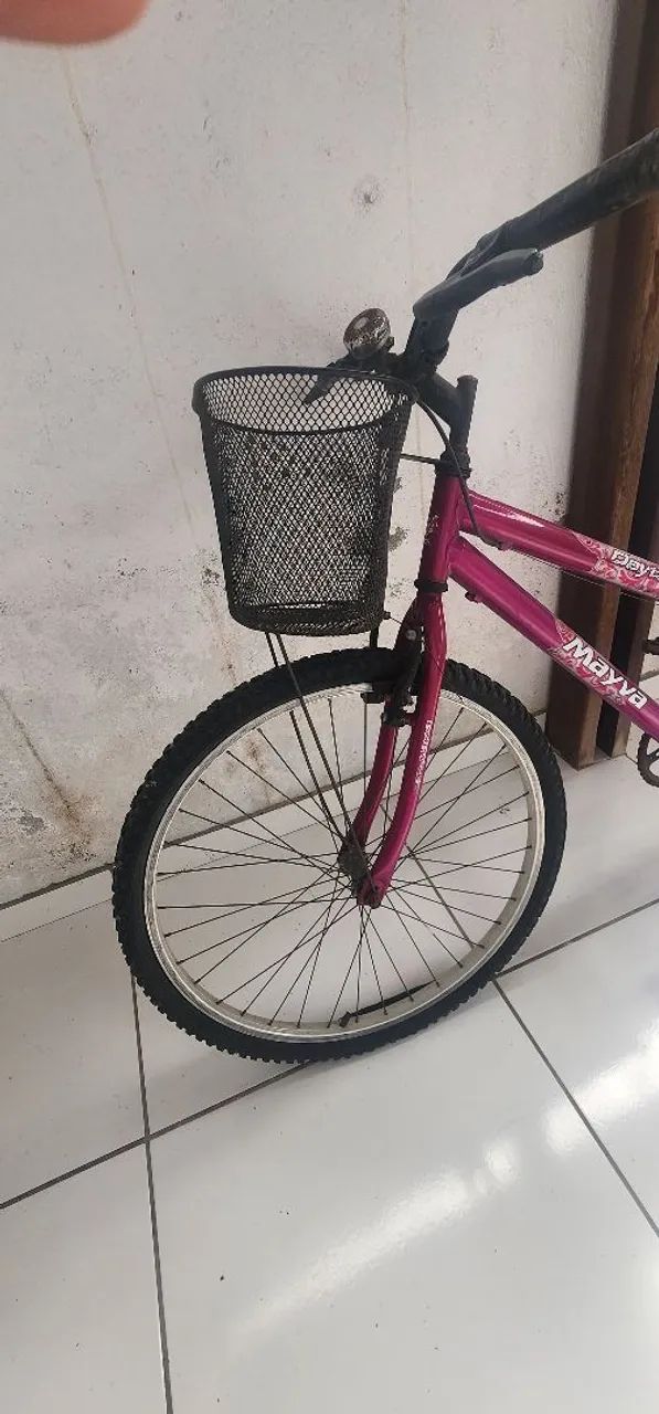 Bicicleta feminina pink com cestinha - Foto 4