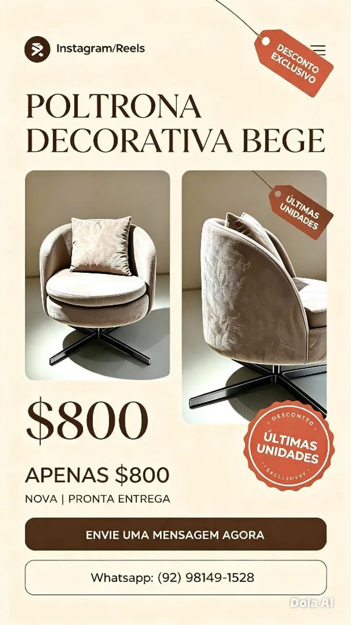 Poutrona decorativa giratoria 