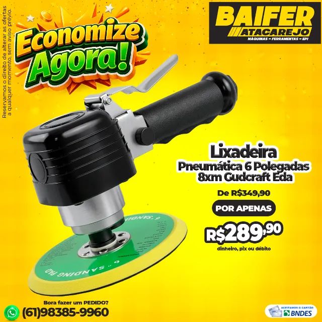 Lixadeira Pneumática 6 Polegadas 8xm Gudcraft Eda