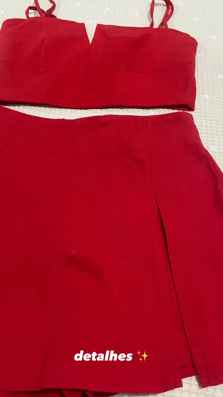 Conjunto vermelho novo / short saia e cropped  - Foto 2