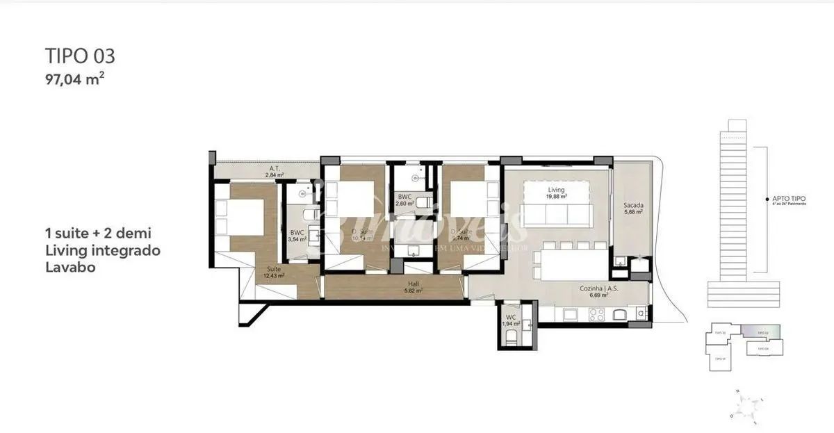 Apartamento à venda, com vista para o mar, 3 quartos sendo 1 suíte e 2 demi, 2 vagas, Hóru - Foto 12