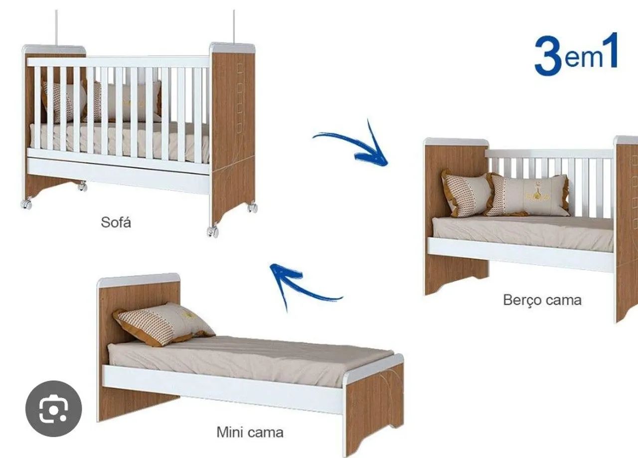 Cama infantil - Vira berço (c/ colchão) - Foto 3