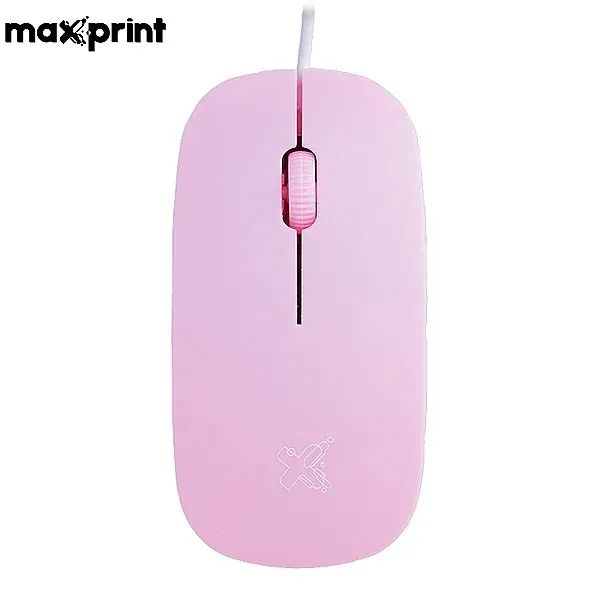 Mouse com Fio Optico USB 1200 DPI Ergonomico para PC e Notebook Rosa - Maxprint Surface