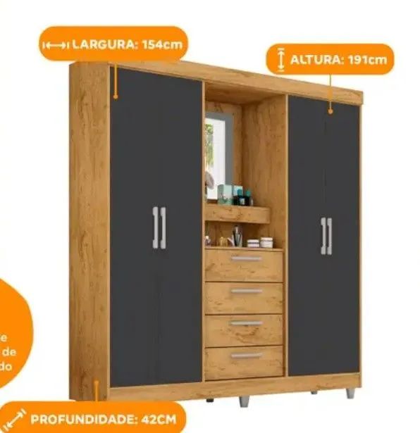 Guarda-roupa 4 portas c/ 4 gavetas  - Foto 2