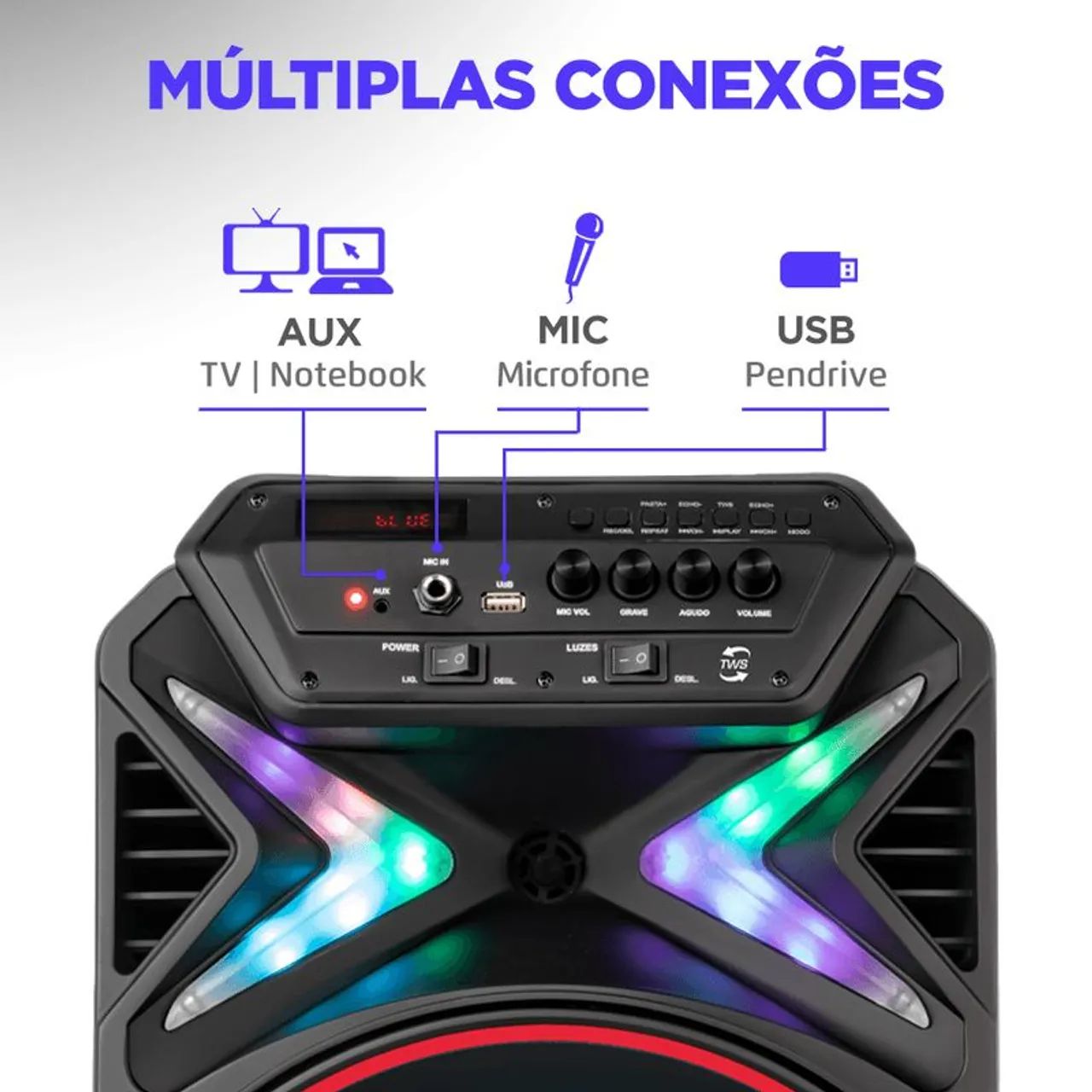 Caixa Amplificada Mondial Connect Lights CM-400 - Foto 3