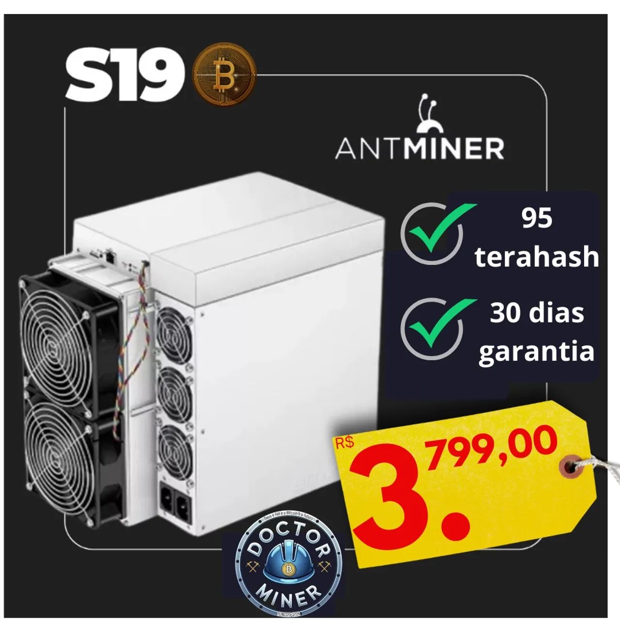 Mineradora de bitcoin s19 95th
