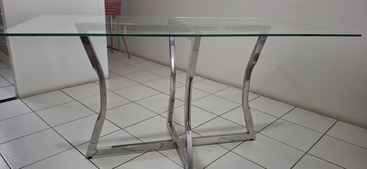 Mesa de Jantar Jacaúna Premium - Aço Inox e Vidro Temperado 10mm - Foto 4