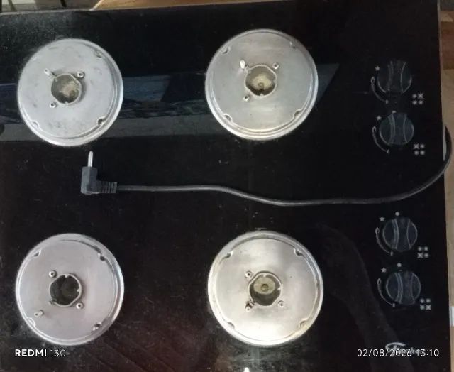 Cooktop A Gás Fischer 4 Bocas Vidro Preto 