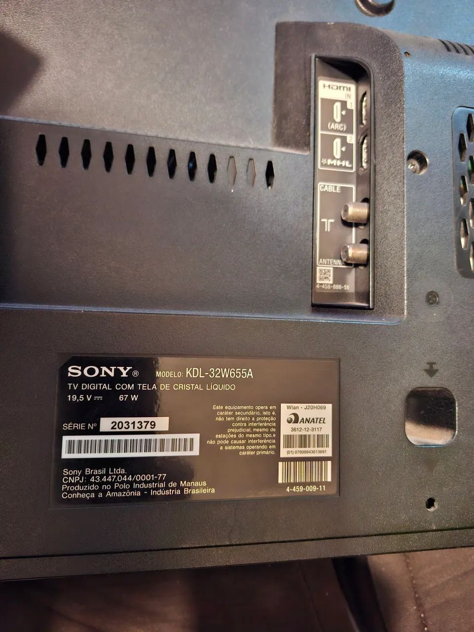 TV 32"SONY BRAVIA COM DEFEITO 