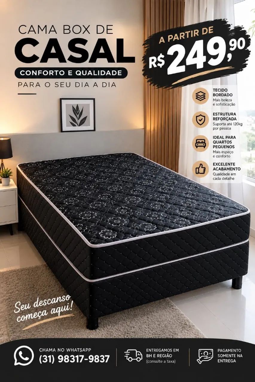 CAMA BOX DE CASAL PROMOÇÃO 