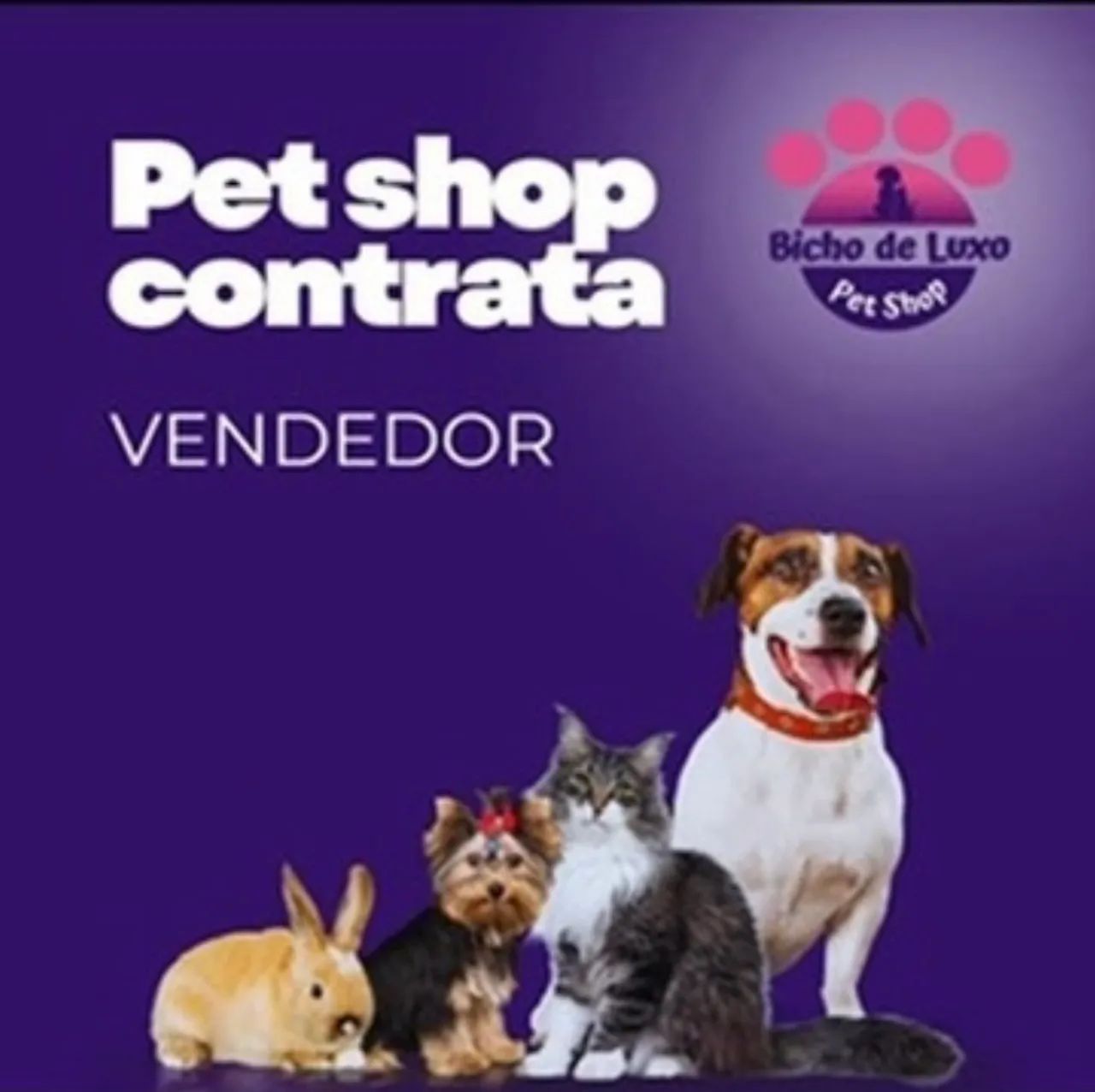 EMPREGO - PET SHOP CONTRATA CAIXA e VENDEDOR - Vaga de Emprego