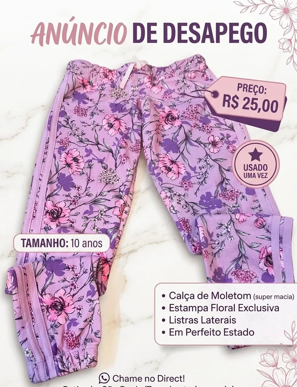Calça moletom infantil 