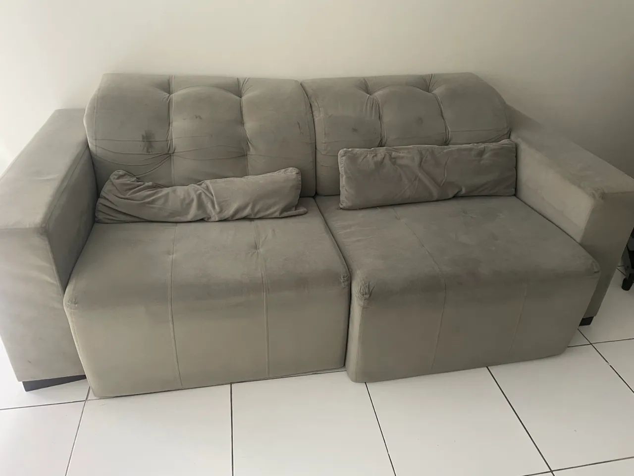 Sofá Retrátil + Reclinável de 3 lugares Cinza 