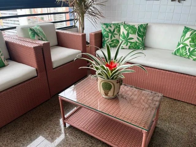 Conjunto de varanda poltronas e sofá área externa