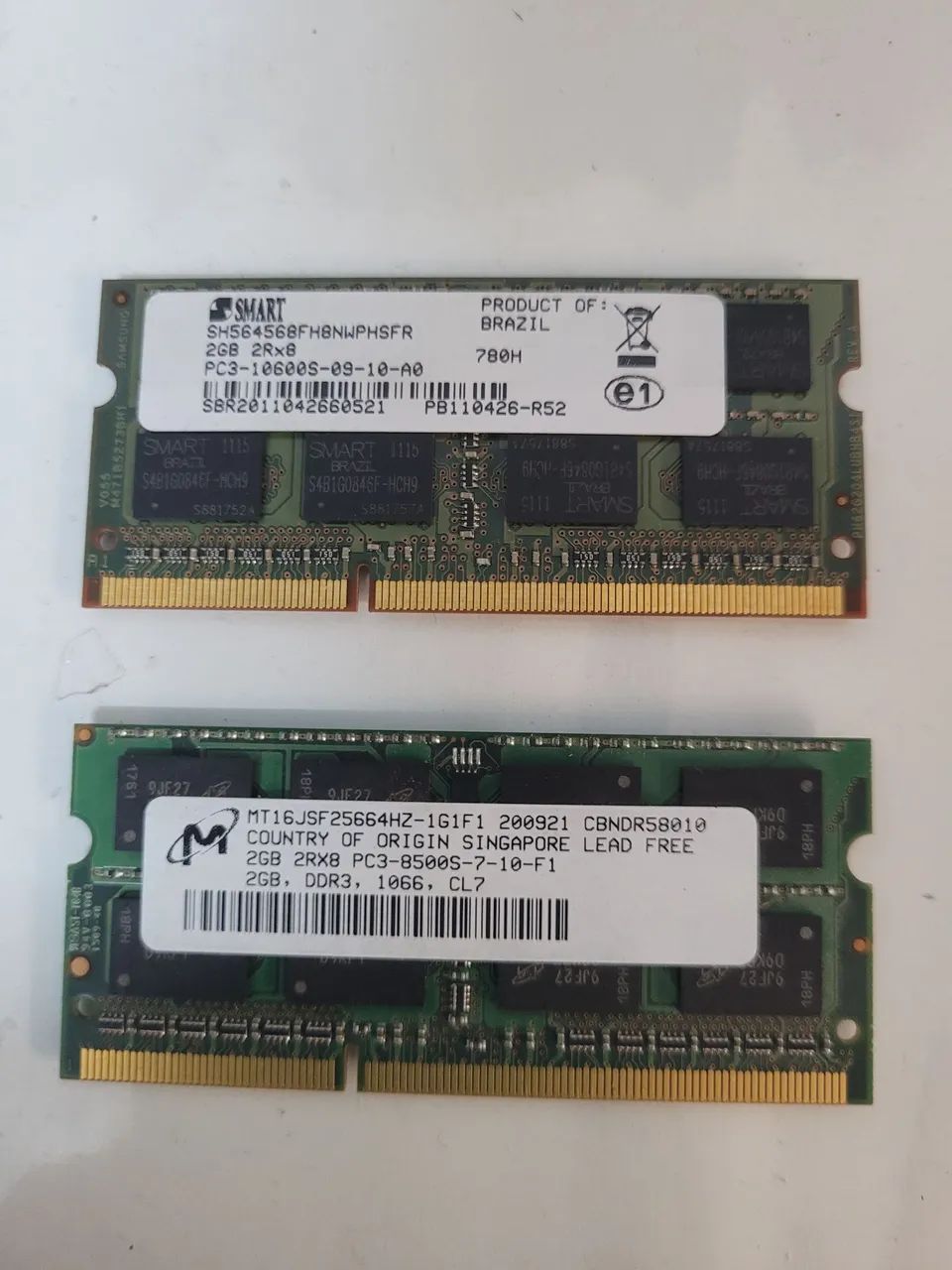 Kit 2 memorias de 2gb ddr3 notebook