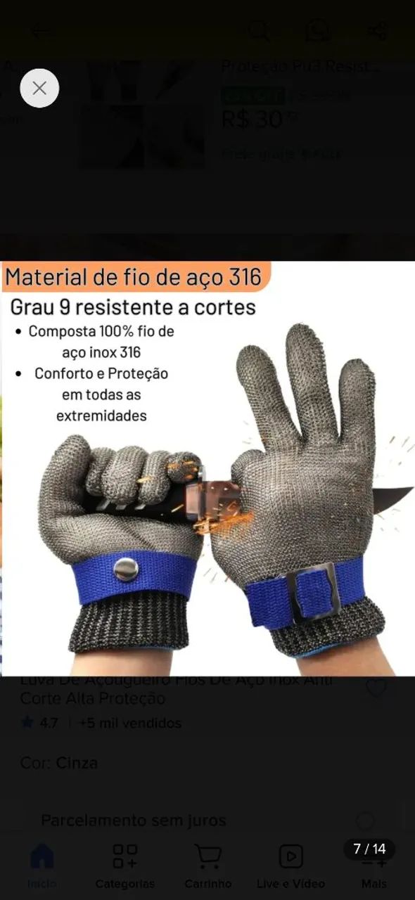 Luva de açougueiro P - Foto 4