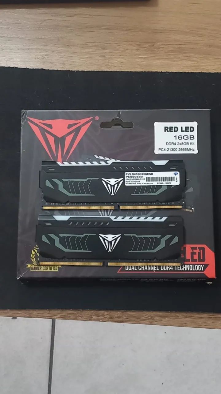 Memória RAM Viper LED (Vermelho) 16GB 2x8GB Patriot DDR4 2666Mhzz - Foto 2